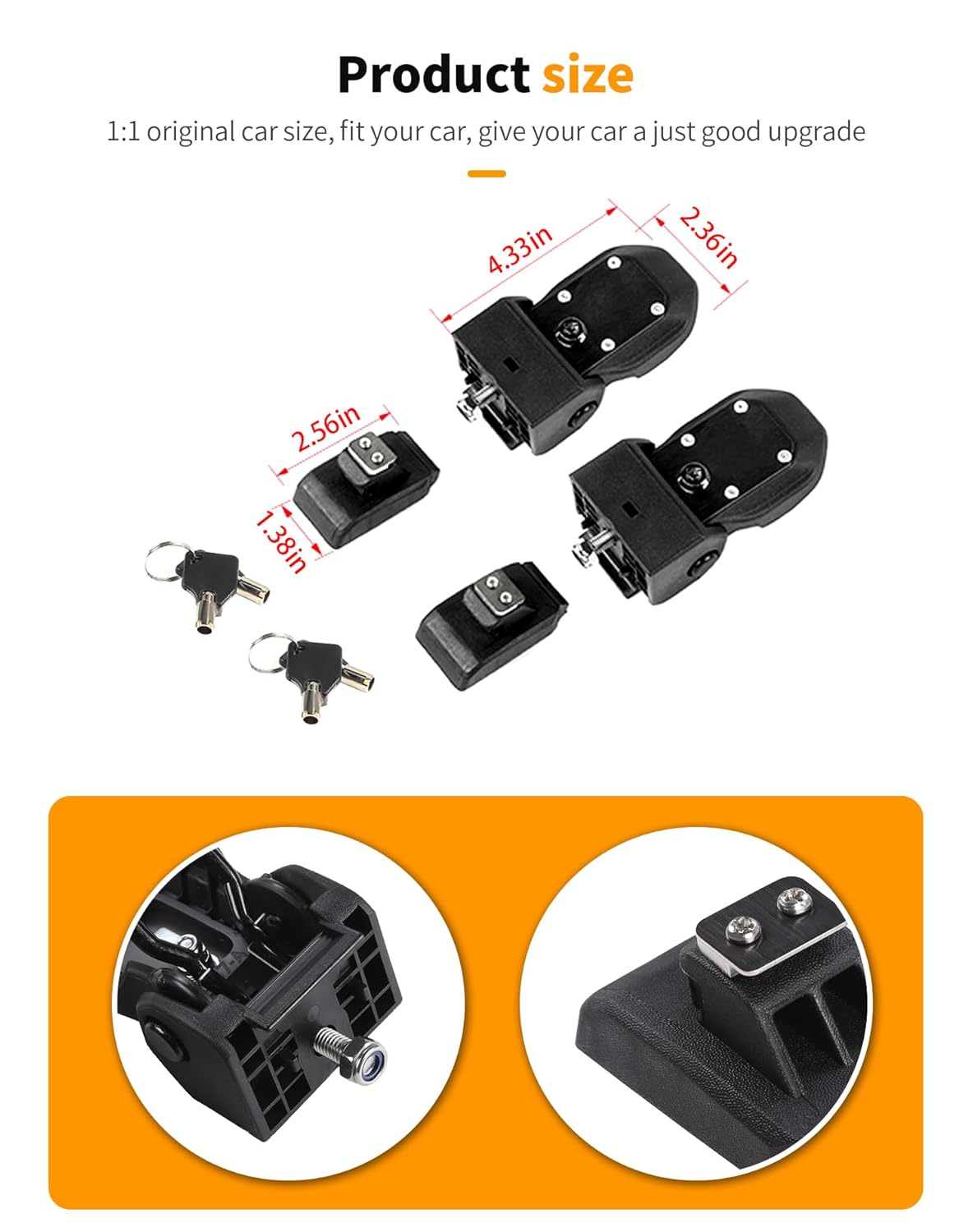Hoolcar Locking Hood Latch with Keys Compatible with 2018-2025 Jeep Wrangler JL JLU 4XE Jeep Gladiator JT Anti-Theft Hood Lock Catch Latch Accessories, Buckle Lock Catch Bonnet Fastener