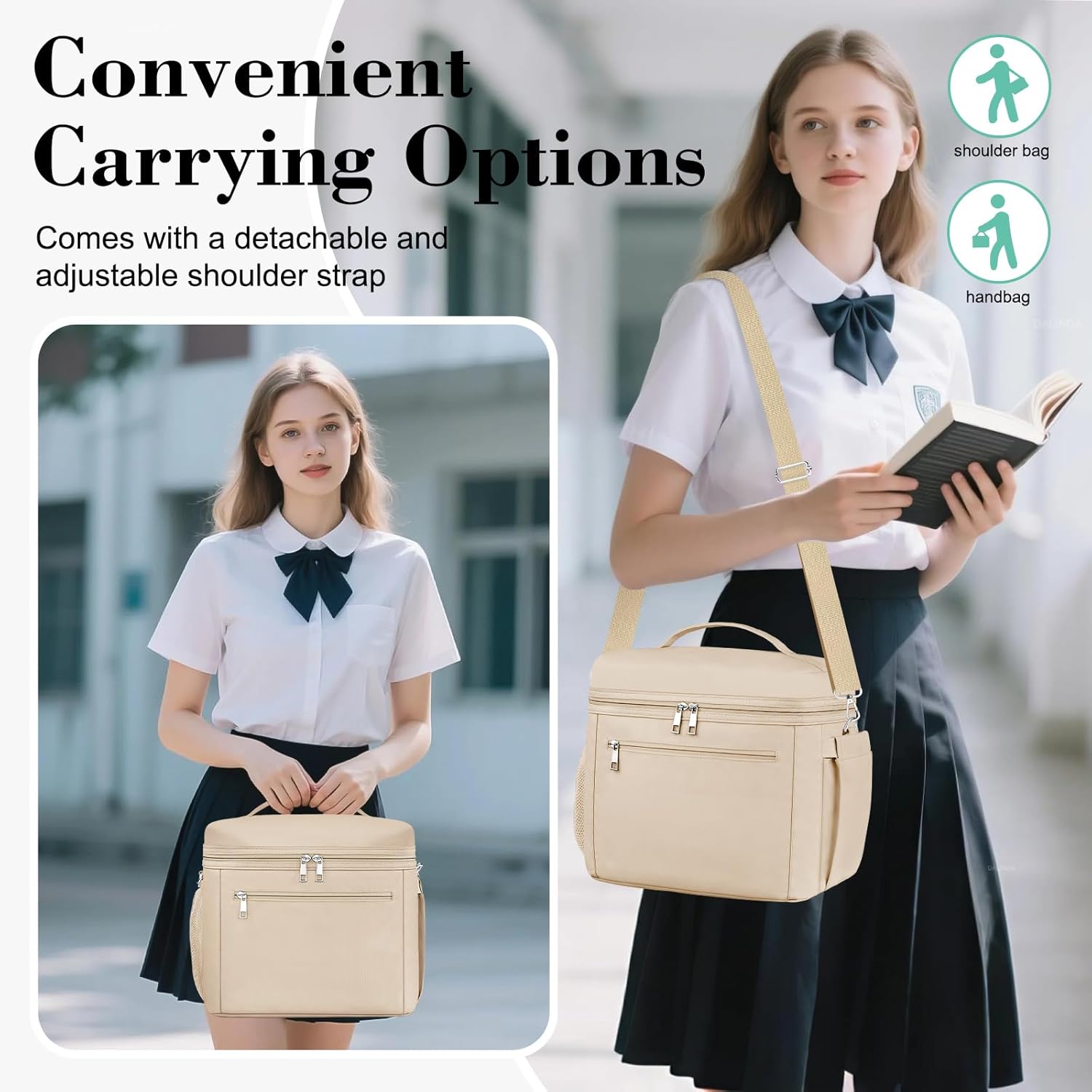 DALINDA Lunch Bag Cooler Bag Lunch Box for Women Men, Insulated Leak Proof Lunchbox Lightweight for Picnic,Grocery,Beach,Camping,Travel,Work - Image 3