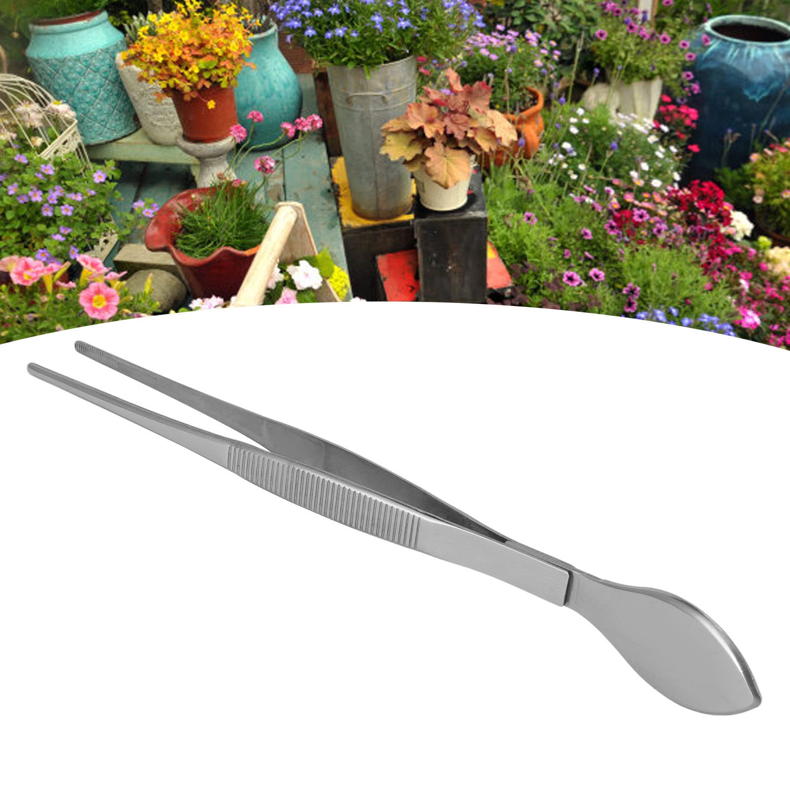 Bonsai Tweezers Professional Bonsai Tool Stainless Steel Straight Serrated Tips Potted Plant Soil Loosening Spatula Bonsai Spatula Tweezers Bonsai Tool