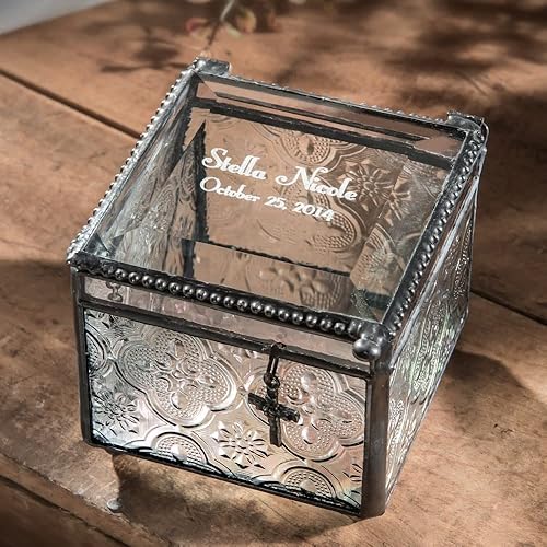 Miniatura 2 de Caja de recuerdo personalizada para bebé, regalo de bautizo personalizado grabado vintage vitral joyería baratija J Devlin caja 631 EB217-2, Metal