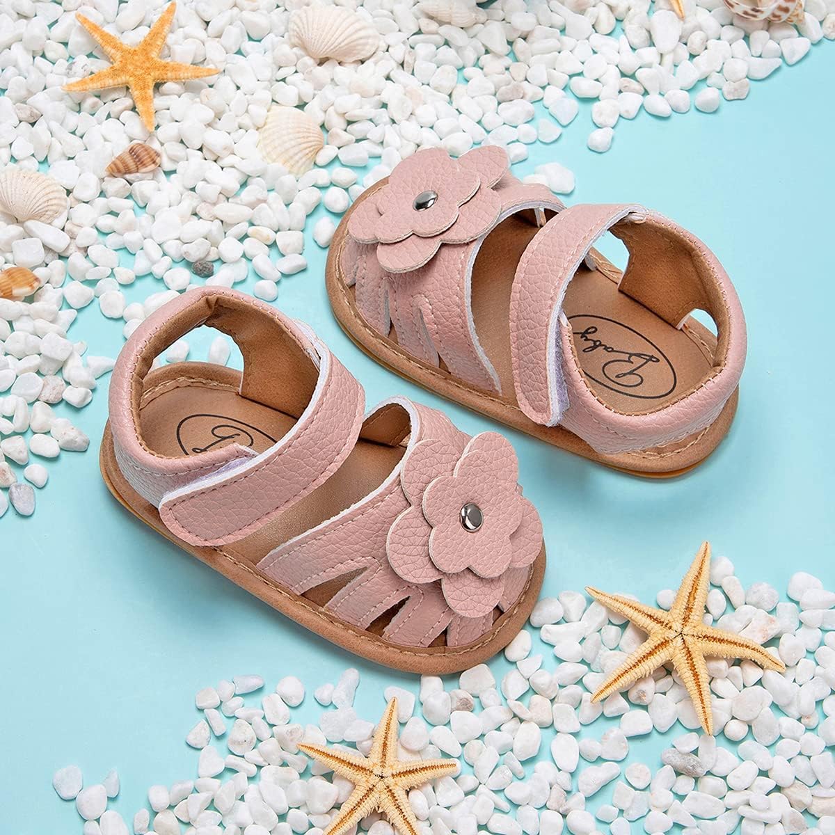 Sawimlgy Baby Girls Boys Sandals Summer Flowers Shoe Rubber Sole PU Leather Mesh Infant Toddler First Walkers Princess Dress Outdoor Shoes - Image 5