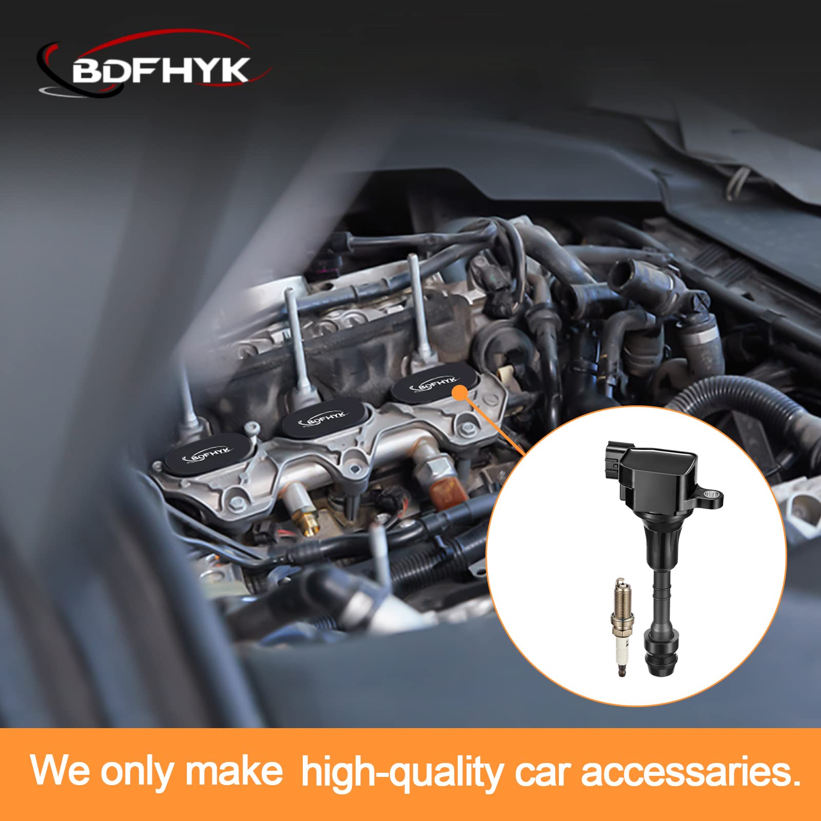 BDFHYK Set of 6 Ignition Coils pack UF401 & Iridium Spark Plugs NGK4469