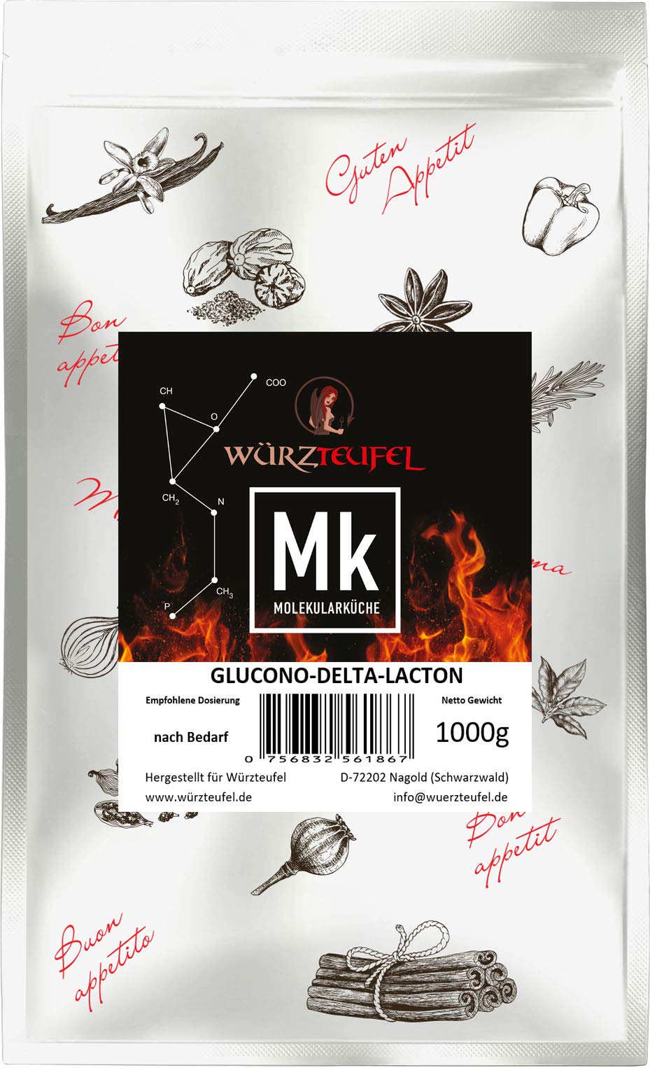 Glucono-delta-Lacton (GDL) – środek zakwaszający E575 i środek do dojrzewania do surowej kiełbasy i sera – naturalny środek konserwujący – worek 1 kg