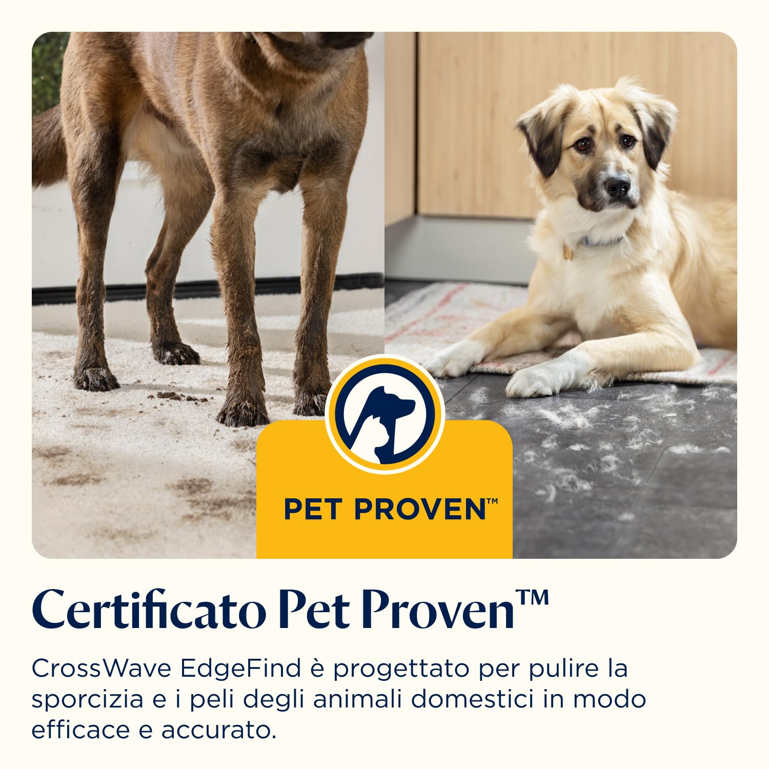 BISSELL CrossWave EdgeFind, aspirapolvere e lavapavimenti, potente sistema di pulizia per i pasticci degli animali domestici, lavapavimenti con tecnologia ZeroGap, aspirapolvere multisuperficie, 4159N