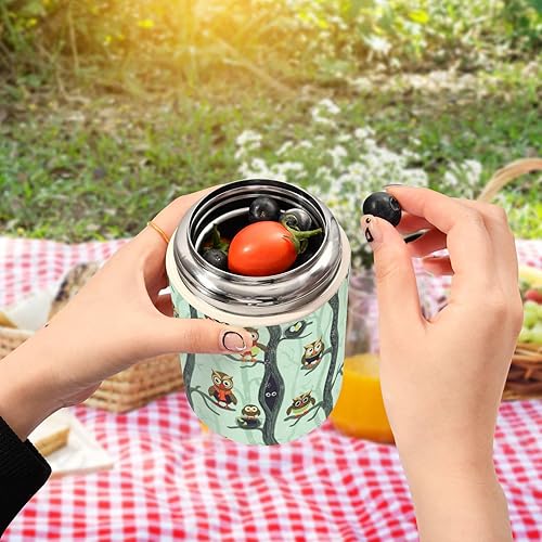 Miniatura 5 de Christmas Owls Winter Forest Food Jar with Spoon Stainless Steel Vacuum Insulated Food Container 17 oz Thermos for Lunch