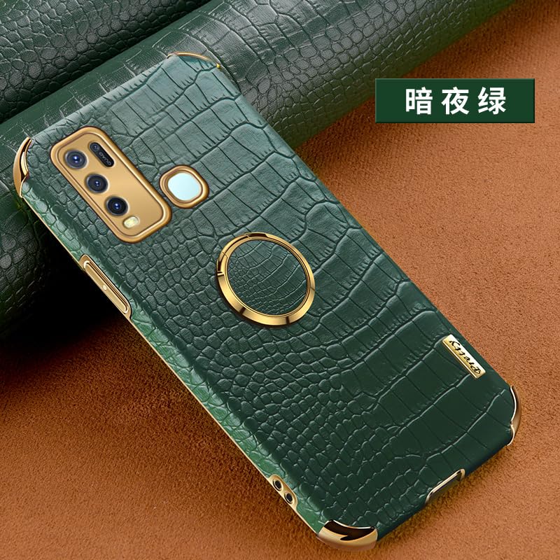 Leton Cover per Vivo Y52S 5G con 360° Anello Supporto Magnetico Auto Custodia per Vivo Y52S 5G in Pelle Morbido Silicone Antiurto Case Rosso