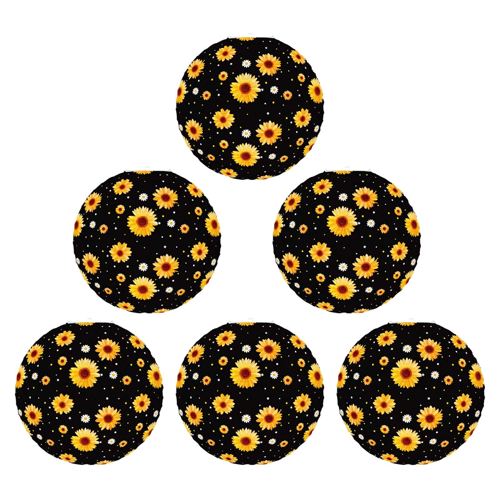 YROHGKPN 6Pcs Stylish Sunflowers Paper Lights 9.8Inch Hanging Round Lights for Indoor and Outdoors Party Decorations Festival Decors