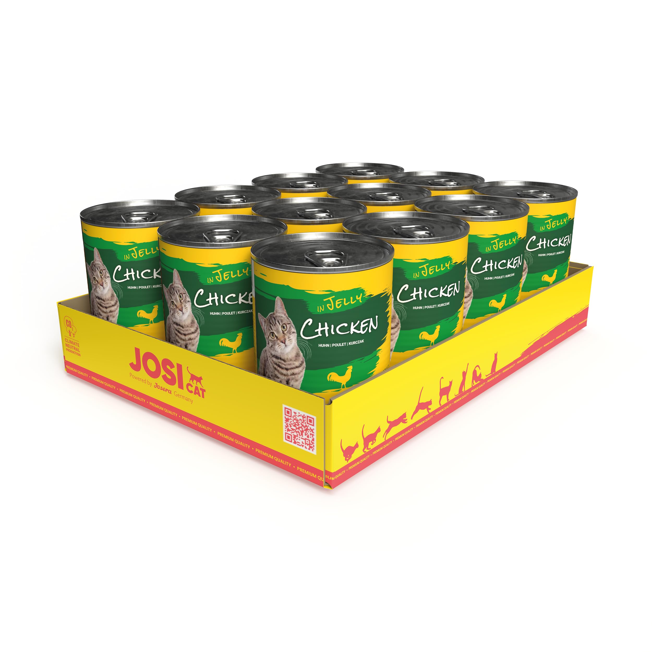 JosiCat Chicken in Jelly (12 x 400 g) | Adult | Premium Nassfutter für ausgewachsene Katzen | Huhn in Gelee | Vitamin D3 & E | getreidefrei | Powered by JOSERA | Katzenfutter nass | 12er Pack