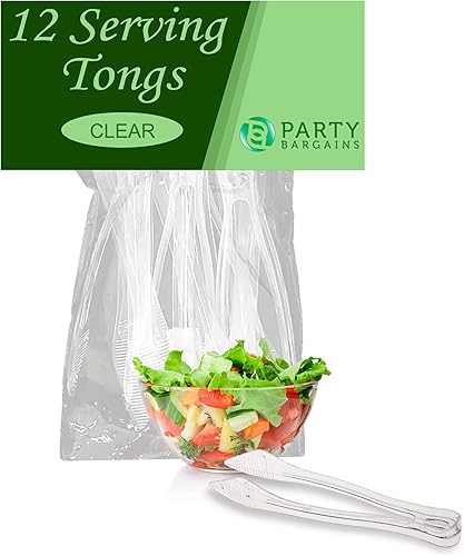 Miniatura 11 de PARTY BARGAINS Pinzas de plástico para servir de 8.5 pulgadas, paquete de 6, pinzas de plástico transparente de alta calidad y resistentes