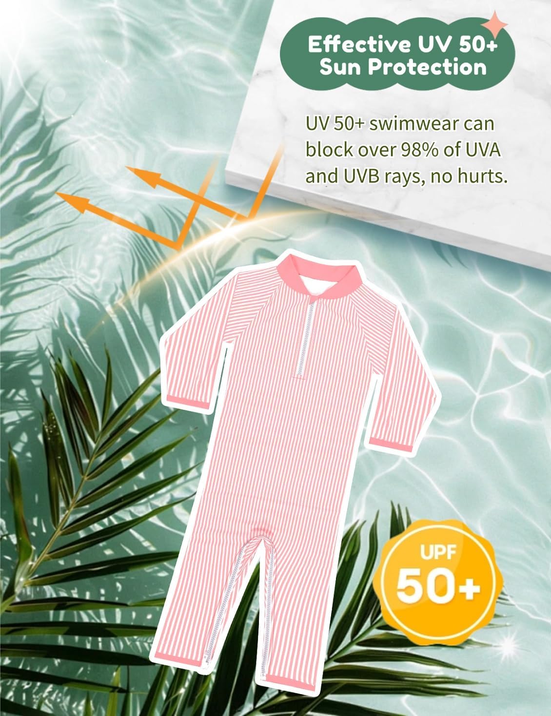 weVSwe Baby Girl Toddler Rash Guard Swimsuit Sun Protection Beachwear Zipper Bathing Suit 0-3 Years - Image 6