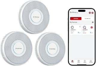 X-Sense Smart Wi-Fi Smoke Detector with Voice Alerts and 17 Locations, Fire Alarm, Fire Detector, 1.3 in (33 mm) Thick, XS0B-iR, 3 Pack