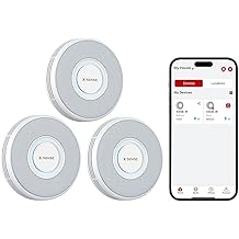 X-Sense Smart Wi-Fi Smoke Detector with Voice Alerts and 17 Locations, Fire Alarm, Fire Detector, 1.3 in (33 mm) Thick, XS0B-iR, 3 Pack