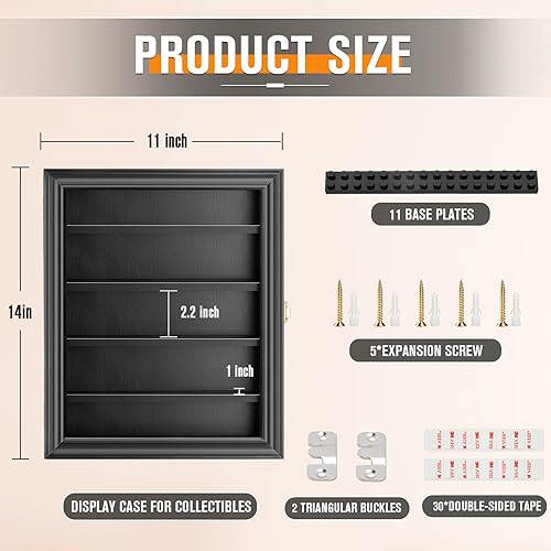 Miniatura 5 de Miniatura vitrina, vitrina miniatura para objetos pequeños de Lego, exhibición de coleccionables, mini figuragabinete de montaje en pared con puerta