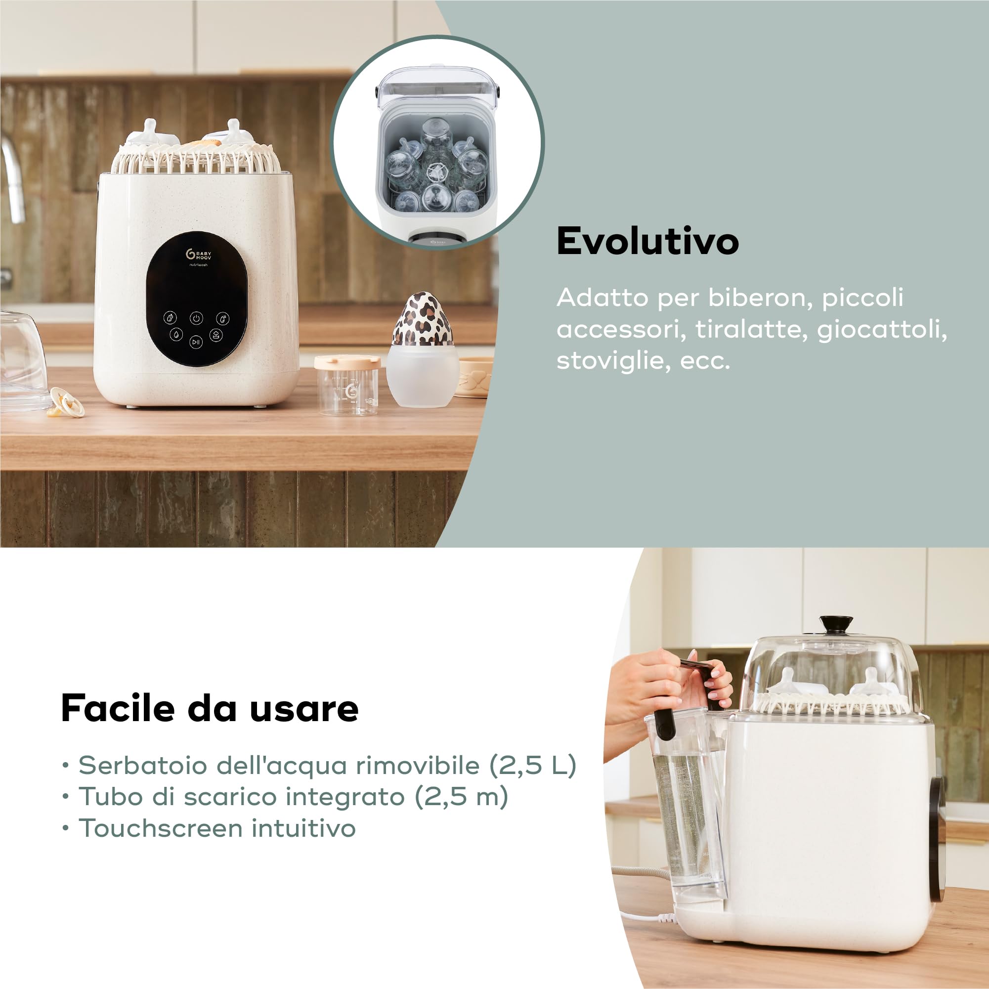 Babymoov Lavabiberon Elettrico 4-in-1 Sterilizzatore Asciugatore NutriWash