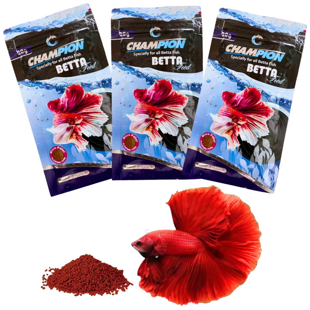 Champion Betta Fighter Colour and Tails Growth Fish Food for All Stage of Fishes (60 g) -Set of 3