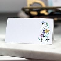 Vista 1 de Tarjetas de ubicación con flores silvestres coloridas para bodas, duchas y cenas. Estilo de tienda de campaña de mesa, puntuado para plegarse