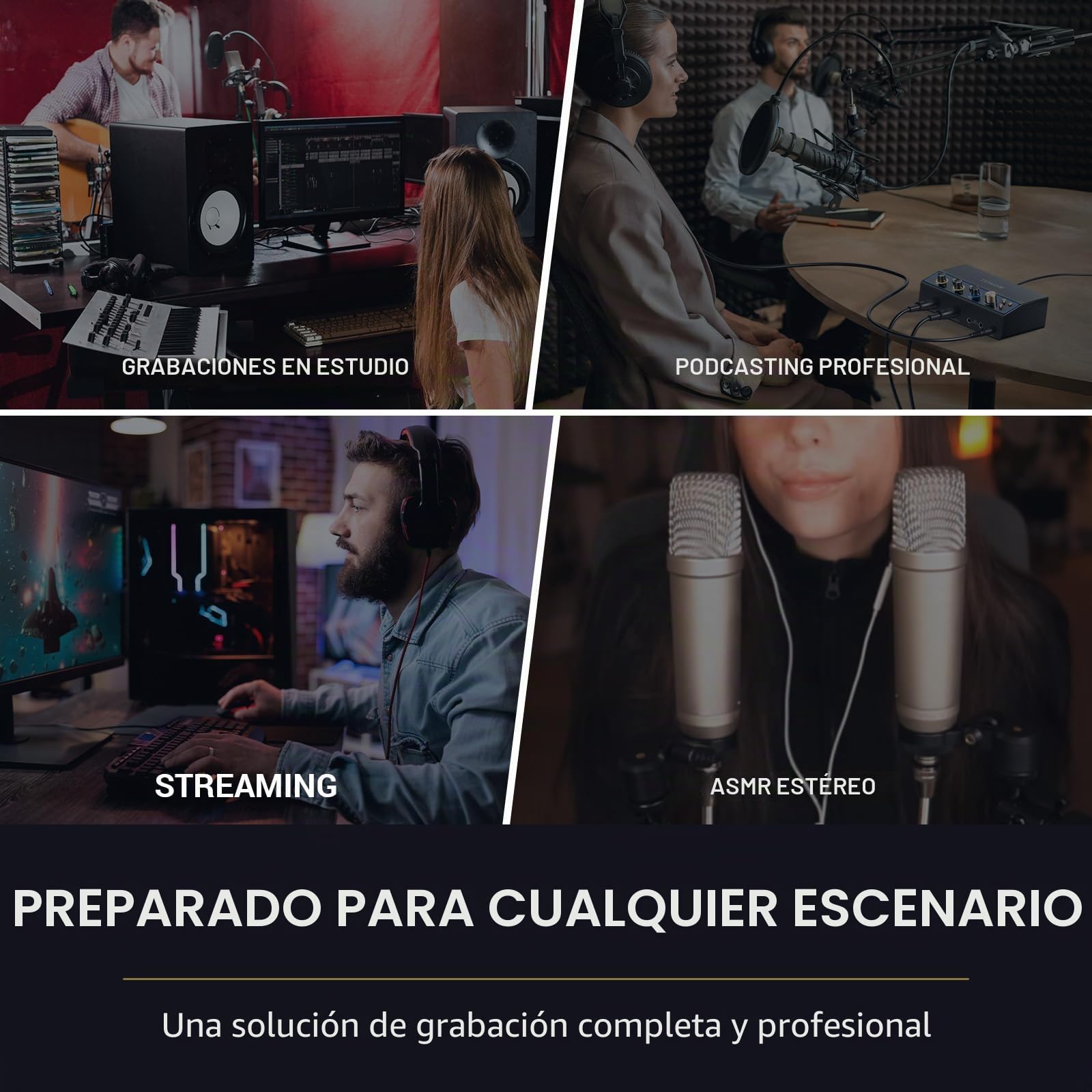 Interfaz de Audio TONOR, Mezclador de Audio de 2 Canales XLR con RGB para Creadores, Botón de Retorno, Grabación de Estudio, Pre-amplificador Profesional para streaming, Podcasting, TX510 Negro