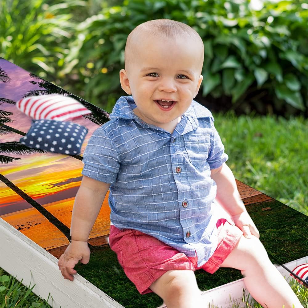 Lone Star Art Cornhole Wraps for Boards – Set of 2 Palm Beach Sunset Vinyl Decals, Bean Bag Toss Cornhole Skins and Stickers, Outdoor Game Board Wraps (Boards Not Included), 25+ Design Options