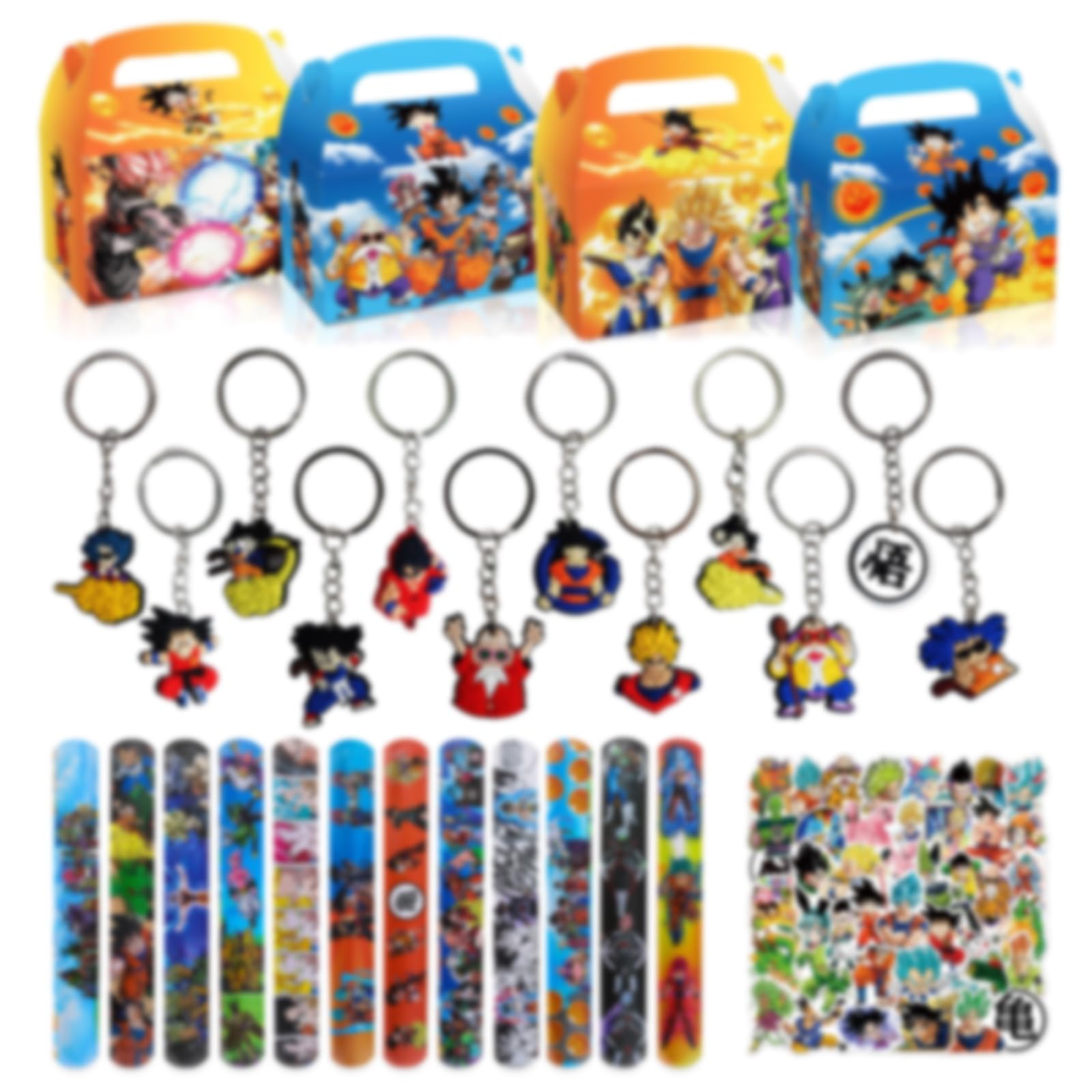 Kit De 94 Cadeaux De Fête Dragon Ball Goku - Sacs, Porte-clés, Bracelets, Autocollants Pour Anniversaire Enfant