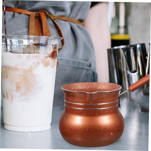 Miniatura 5 de HOMSFOU Olla de leche pequeña Olla de queso Olla de café de cerámica Calentador de café Olla de salsa Olla de ramen Olla de cocina de alimentos Olla