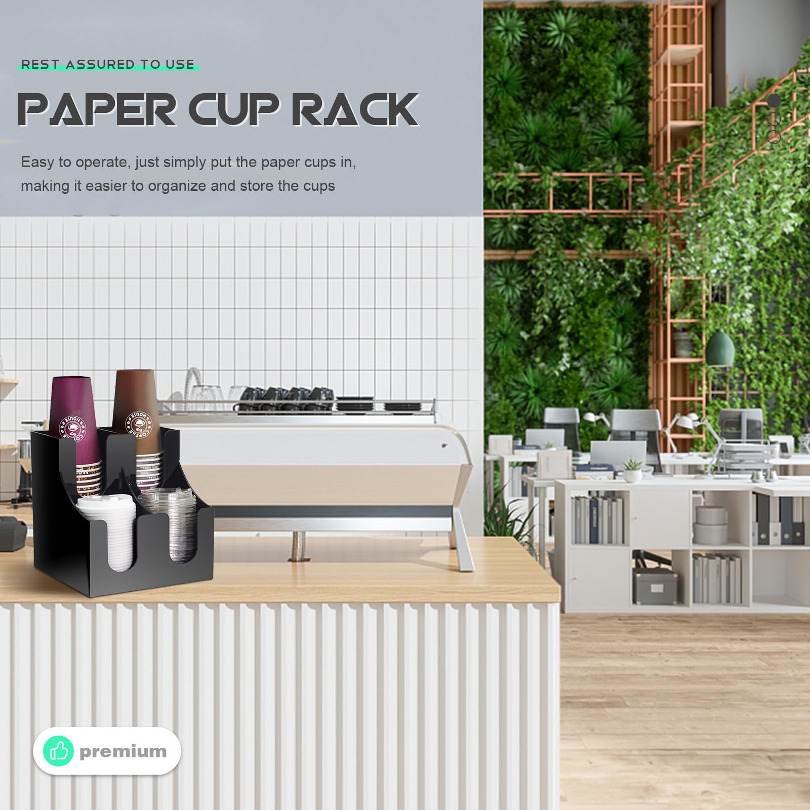 CALLARON Porte-gobelets en Papier en Acrylique Noir pour Bureau, Organisateur de Tasse Pratique et Gain de Place, pour Comptoir ou Mur