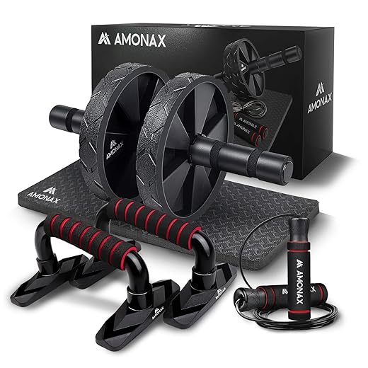 Amonax Roue Abdominale Convertible, Ab Roller Wheel, Roulette Abdominaux Exercice pour Abdominaux, Roue de Fitness pour Musculation Sport Maison Materiel pour Homme Femme