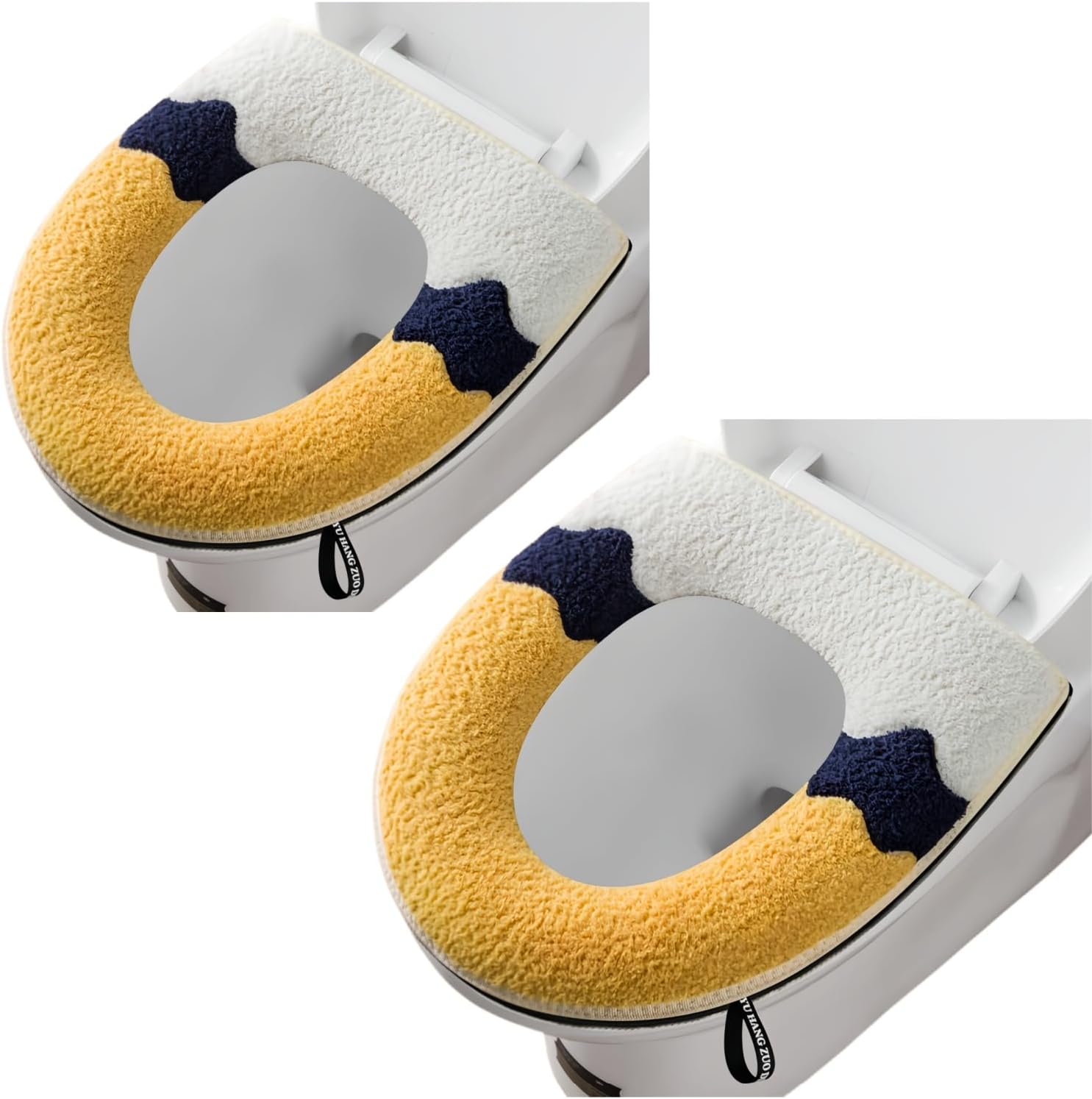 2 Pieces Thicker Bathroom Soft Toilet Seat Cover Pad with Handle Toilet Lid Cover Cushion Soft Thicker Washable Fits All Oval Toilet Seats