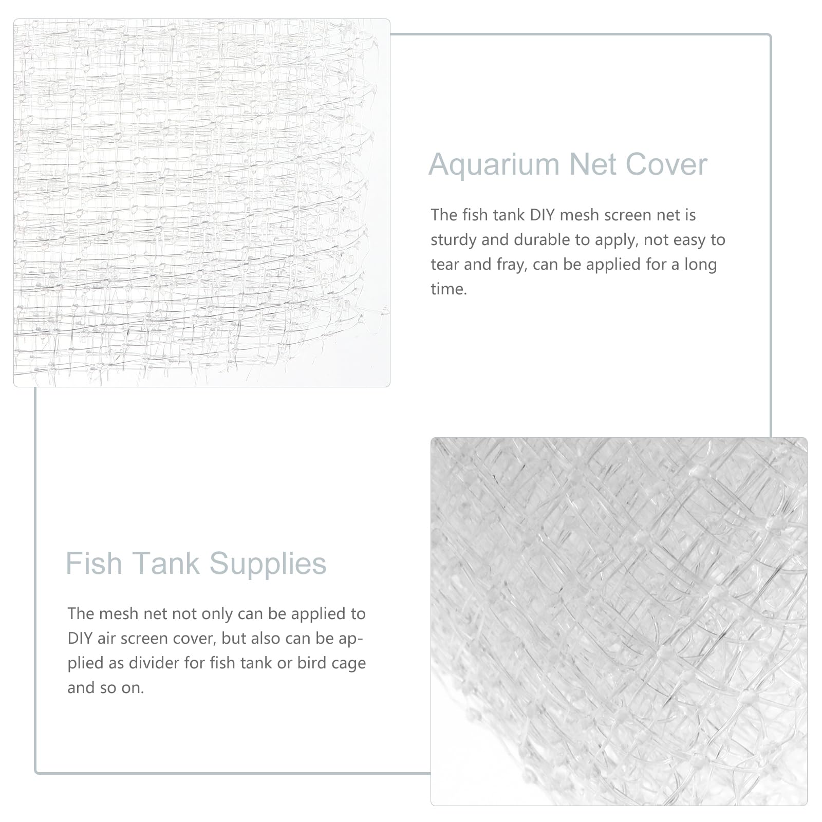 ULTECHNOVO Red de malla para acuario de 47 x 87 pulgadas, cubierta transparente para pecera, pantalla de protección antisaltos para tortugas de peces, pájaros, evitar escapes