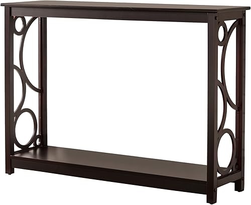 Miniatura 6 de Kings Brand Furniture - Mesa consola de madera con acabado de cereza oscura con estante de almacenamiento para pasillo, vestíbulo, sala de estar