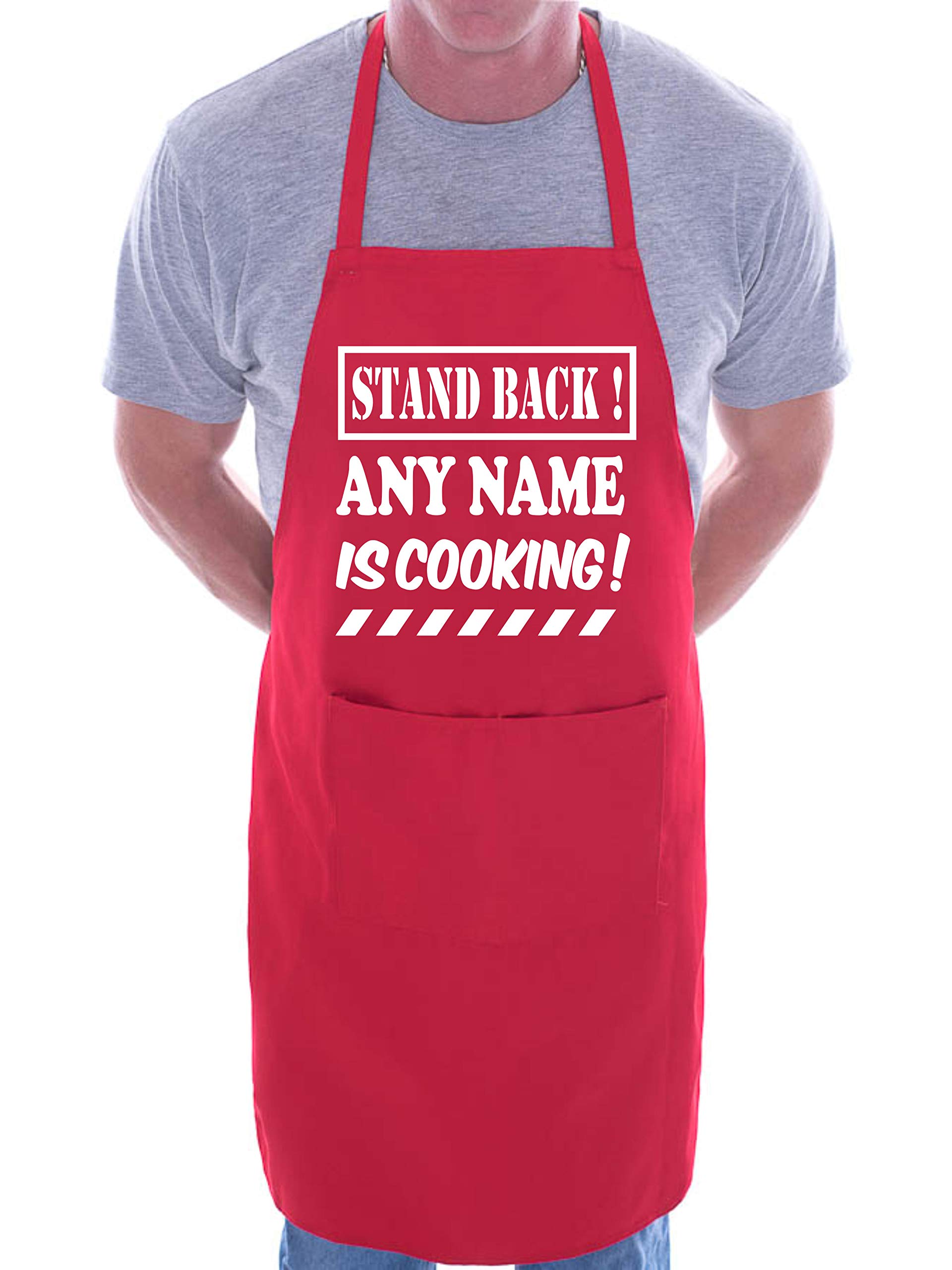 Print4U Personalised Apron Stand Back Cooking Any Name Word Red