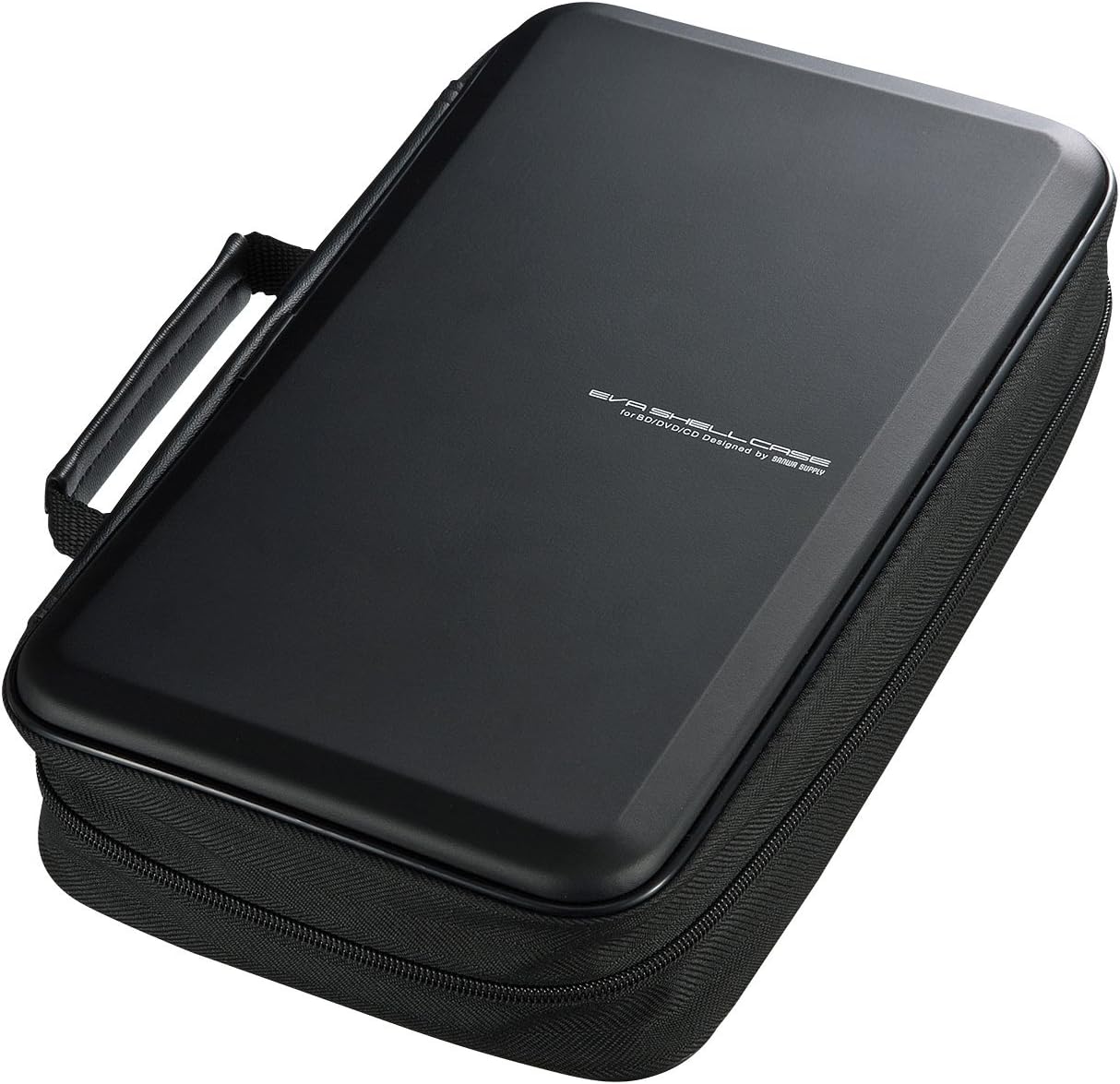 SANWA 104 Capacity CD Case, Large CD Sleeves, Portable DVD VCD Storage Box, Portable Zipper Bag, EVA Protective Blu-ray Wallet with Handle, for Car, Home, Office, Games Disc, Audio Music, Black