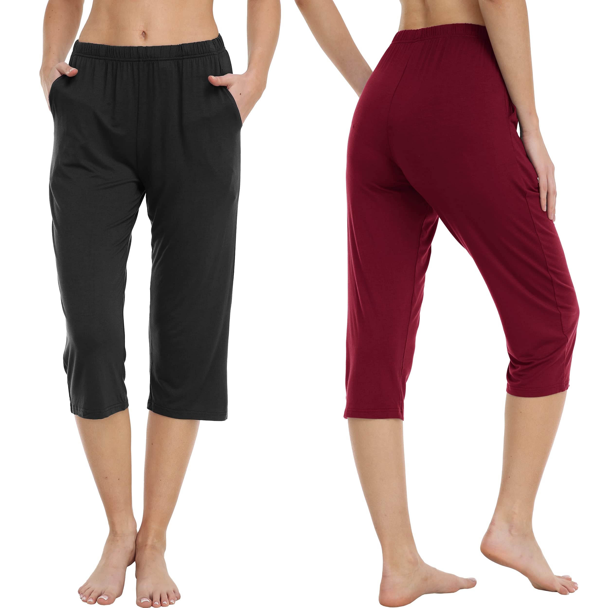 MoFiz Pantaloni Pigiama Donna 3/4 Pantaloni Lunghi per Dormire Pantaloni del pigiama Morbidi Pantaloni