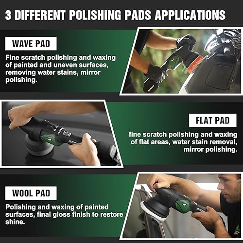 Miniatura 5 de BATOCA Pulidora inalámbrica de 21 V para automóviles, kit de amortiguador de coche alimentado por batería de litio de 2.0 Ah, orbital de 4500 RPM