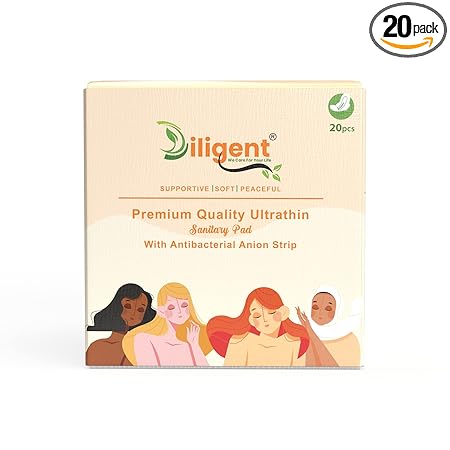 Diligent-We Care For Your life Ultra Soft Anion Sanitary Pad for Women, Super Absorbent And Cottony Soft All Night Secure & Dry Cover Sanitary Napkins For All Skin Type (XXL-20) Pack of 20