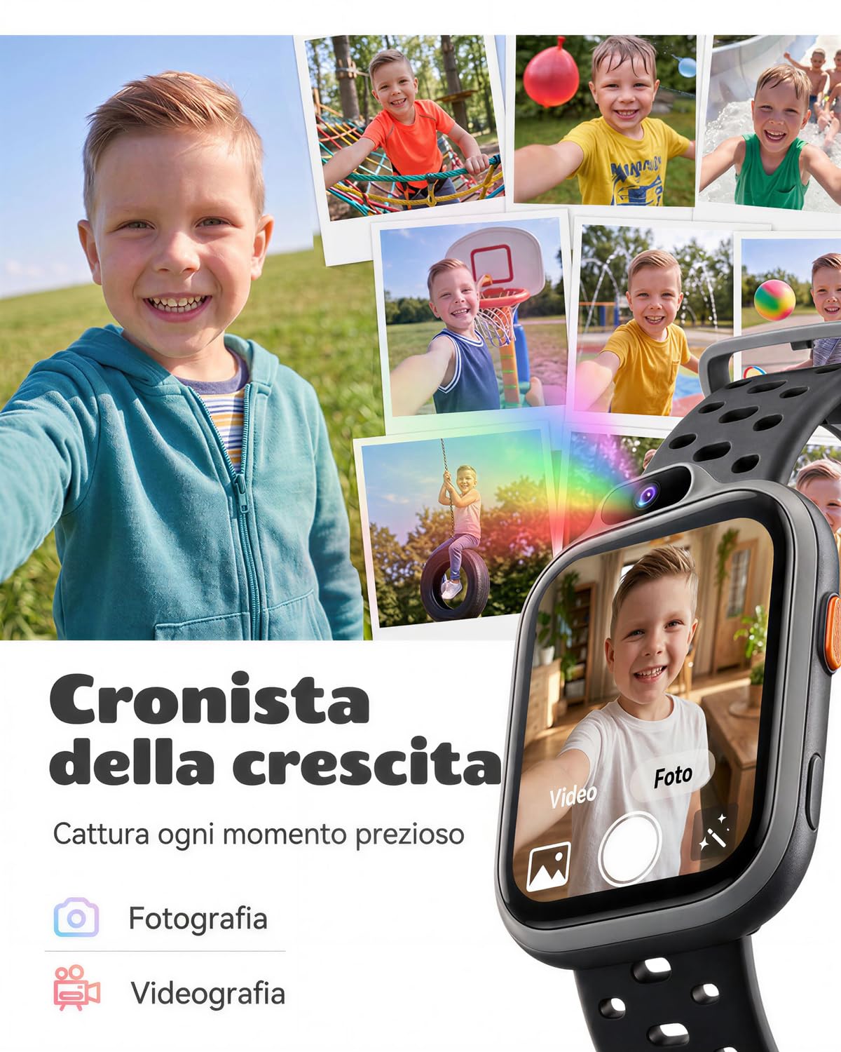 BIGGERFIVE Smartwatch Bambini Bambina 3-14，1,8" Fitness Tracker Orologio
