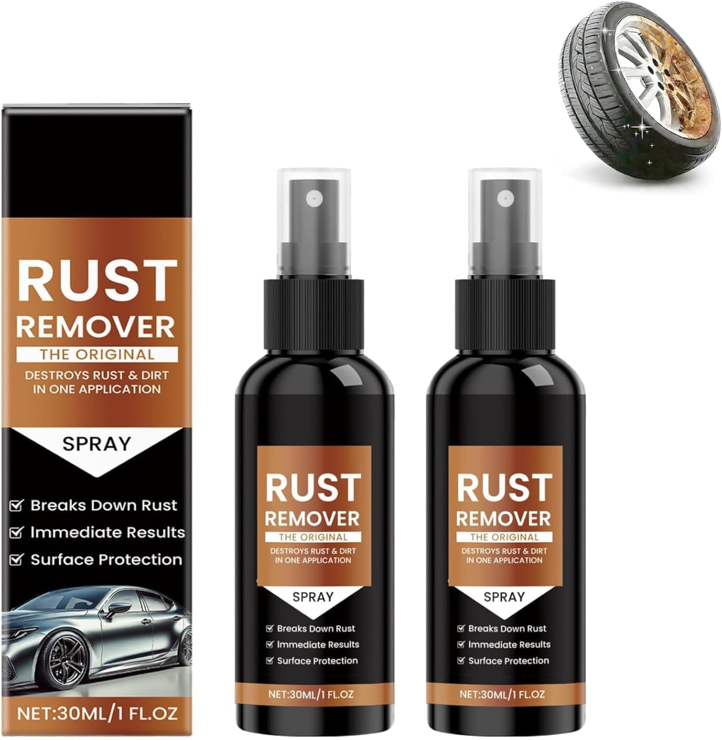 2026 New Rust Remover Spray, Upgrade Rust Remover Spray for Metal, Heavy Duty Metal Cleaner, Multipurpose Rust Stain Remover, Iron Remover Heavy Duty Rust Dissolver for Metal, Tools, Cars (2pcs)