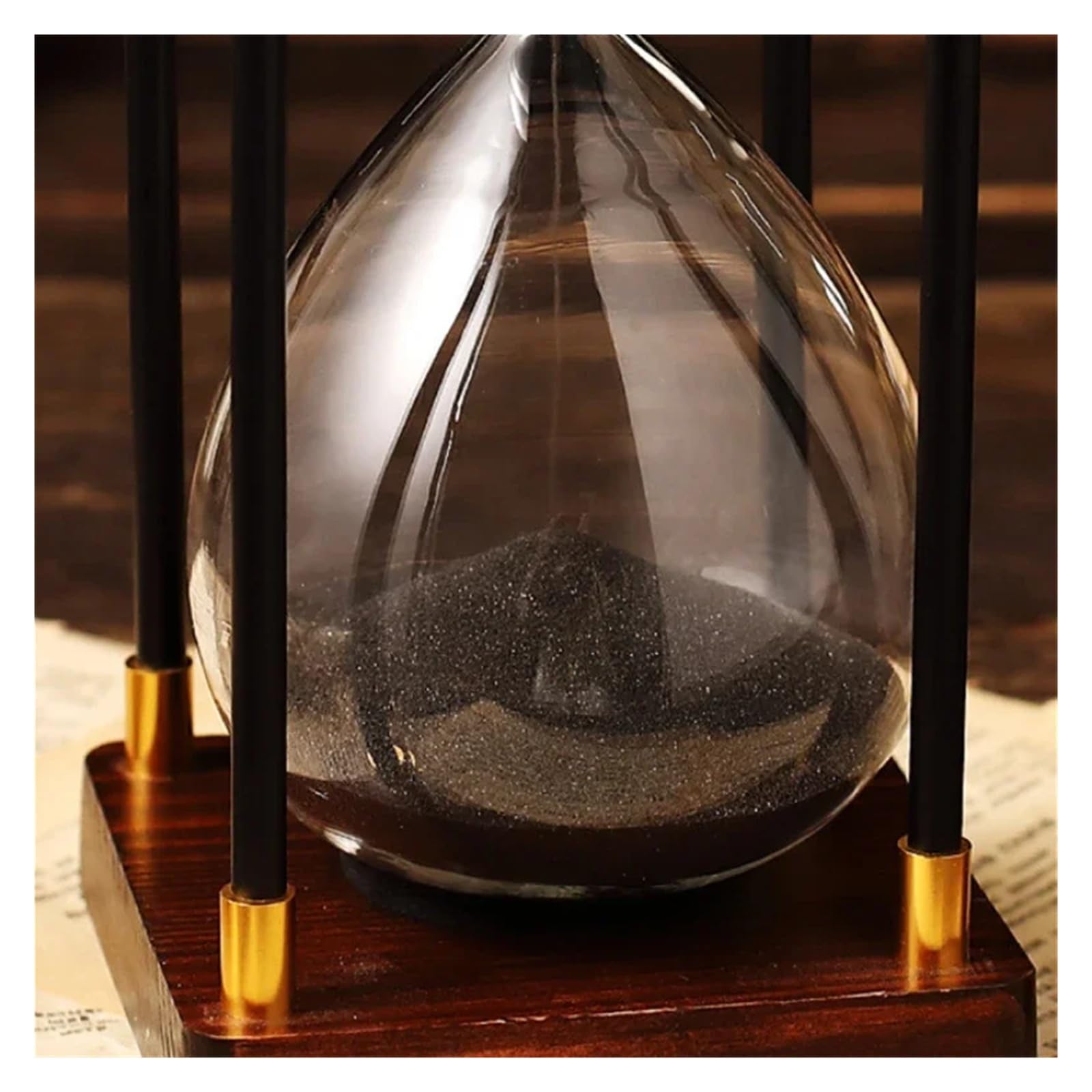 Reloj de arena de madera de doble intervalo – Reloj creativo de escritorio de 30 y 60 minutos para decoración de oficina en casa, sala de estudio y sala de estar (negro, 60 minutos)