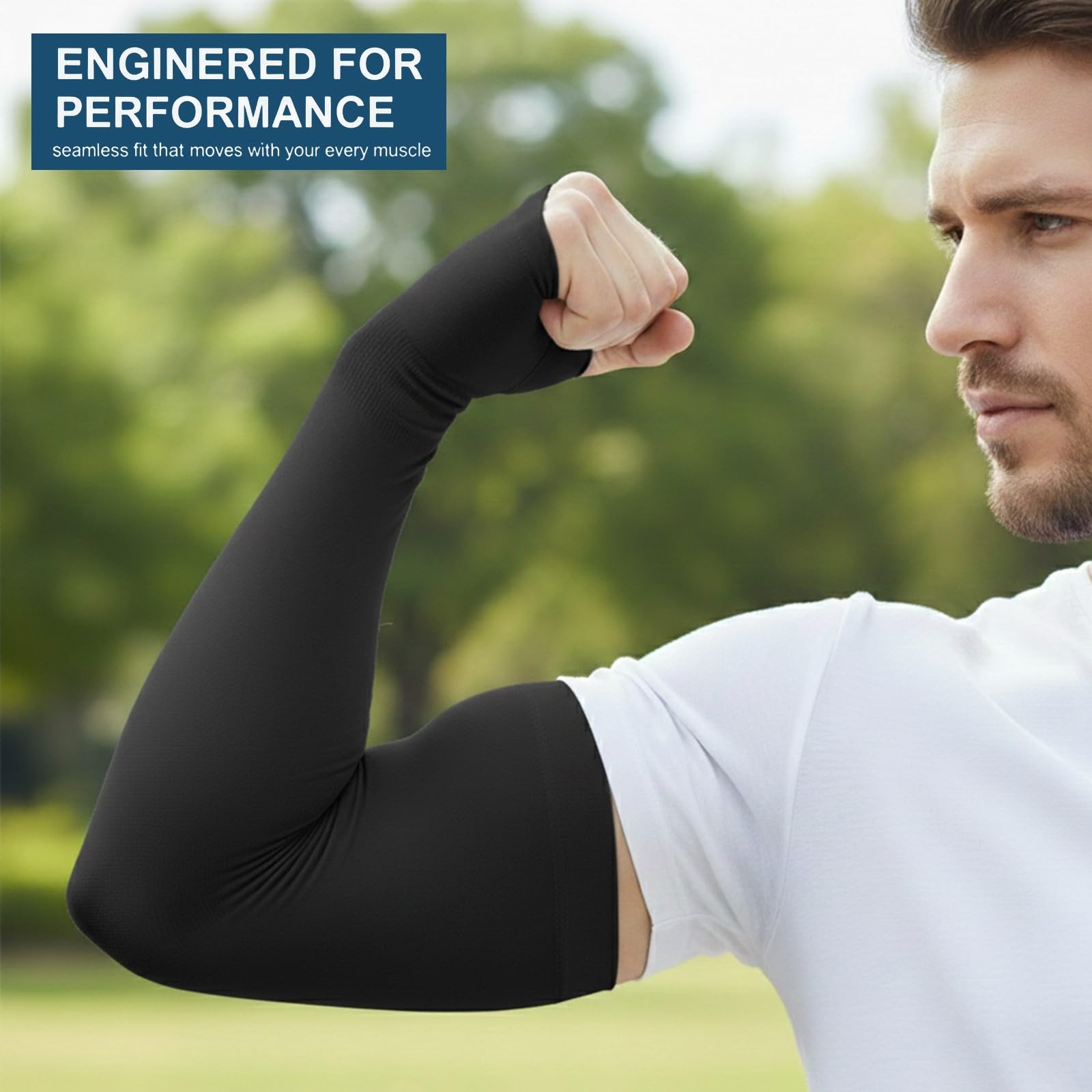Manguitos Running Unisex Voleibol Mangas Brazos Protección UV Ciclismo Compresión Elástica Transpirable Negro