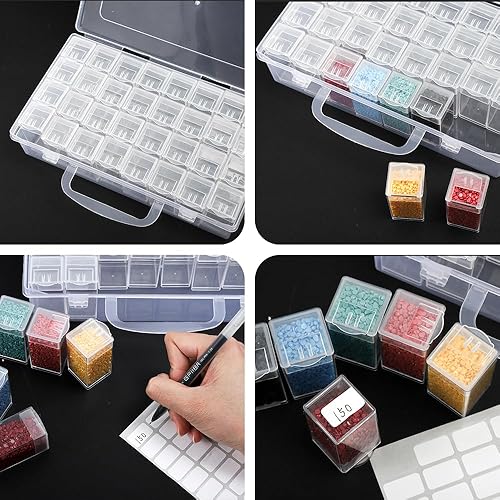 Miniatura 5 de WELYEA 1 paquete de 32 contenedores de almacenamiento de pintura de diamante, organizador y almacenamiento de cuentas, accesorios de pintura de