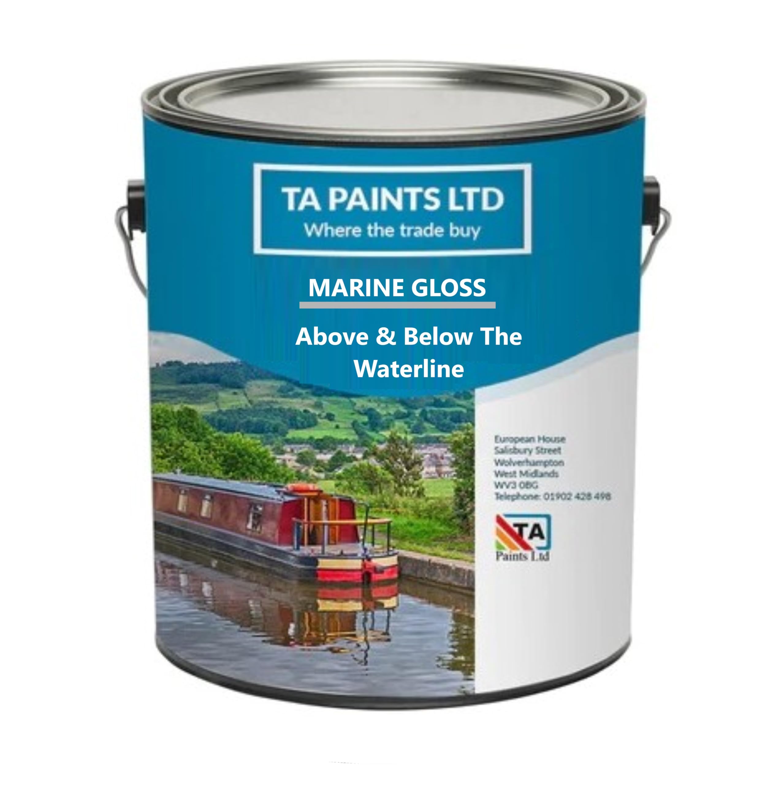 T A Paints Ltd Marine Boat Barge Primer Undercoat Anti Corrosive Universal PU Enamel Primer Wood Metal Ply Timber Above & Below Waterline Narrowboat 2.5 Litre Grey