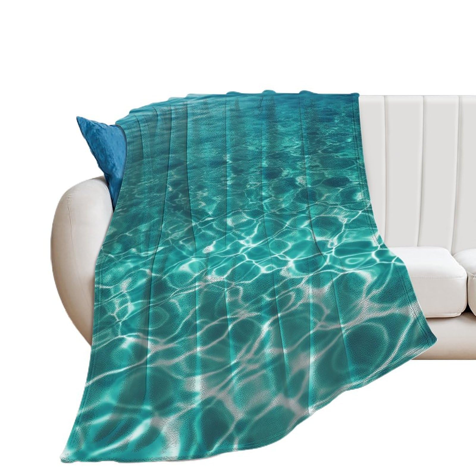 Couverture en flanelle douce bleu pour lit canapé et voyage