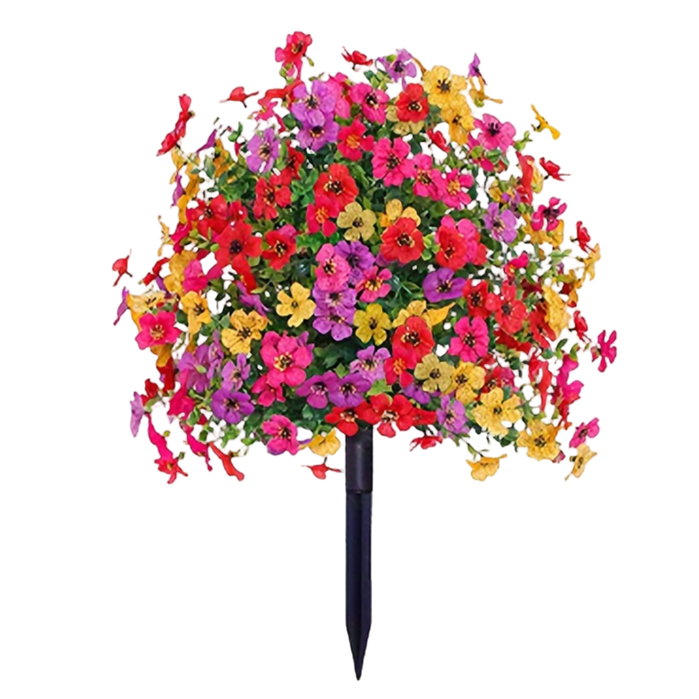 Neptuiby Artificial Flowers with Stakes, Artificial Flowers with Stakes Full Flower Ball Outdoor, Colorful, 55cm Tall, 40cm Diameter.