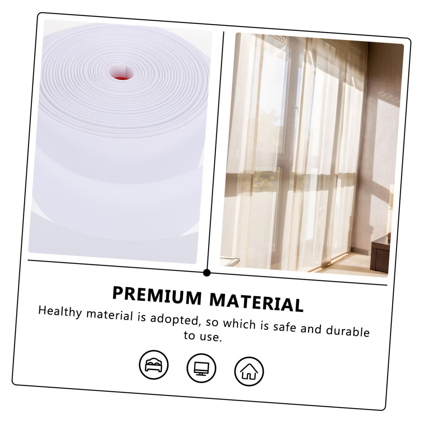 Operitacx Ruban à Œillets pour Tête de Rideau, Polyester, 8cm, Léger et Résistant, pour Rideaux D’intérieur, Blanc, Pratique à Perforer