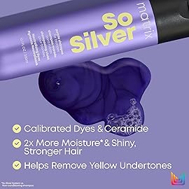 Matrix So Silver Purple Shampoo - Neutralizes Yellow Tones, Color Depositing, Brightening & Toning, Strengthens and Adds Shine, For Color Treated, Blonde, White and Platinum Hair, Vegan, 10.1 Fl Oz