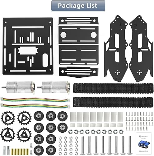 Miniatura 20 de Kit de chasis de coche robot inteligente, chasis de tanque grande de aleación de aluminio, con motores de 2WD para Arduino/Raspberry Pi DIY RC Negro