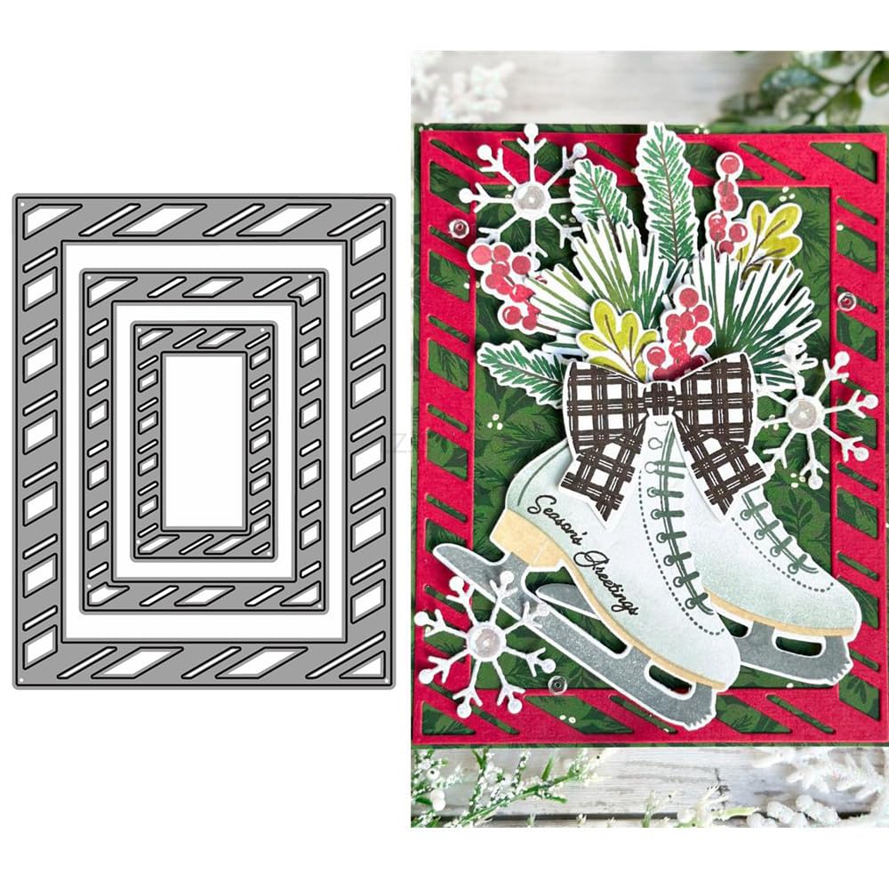 Rectangular Border Die Cuts for Card Making, Geometry Metal Cutting Dies for Paper Scrapbooking, DIY Stencils for Album Party Wedding Festivals Decoration — image 1