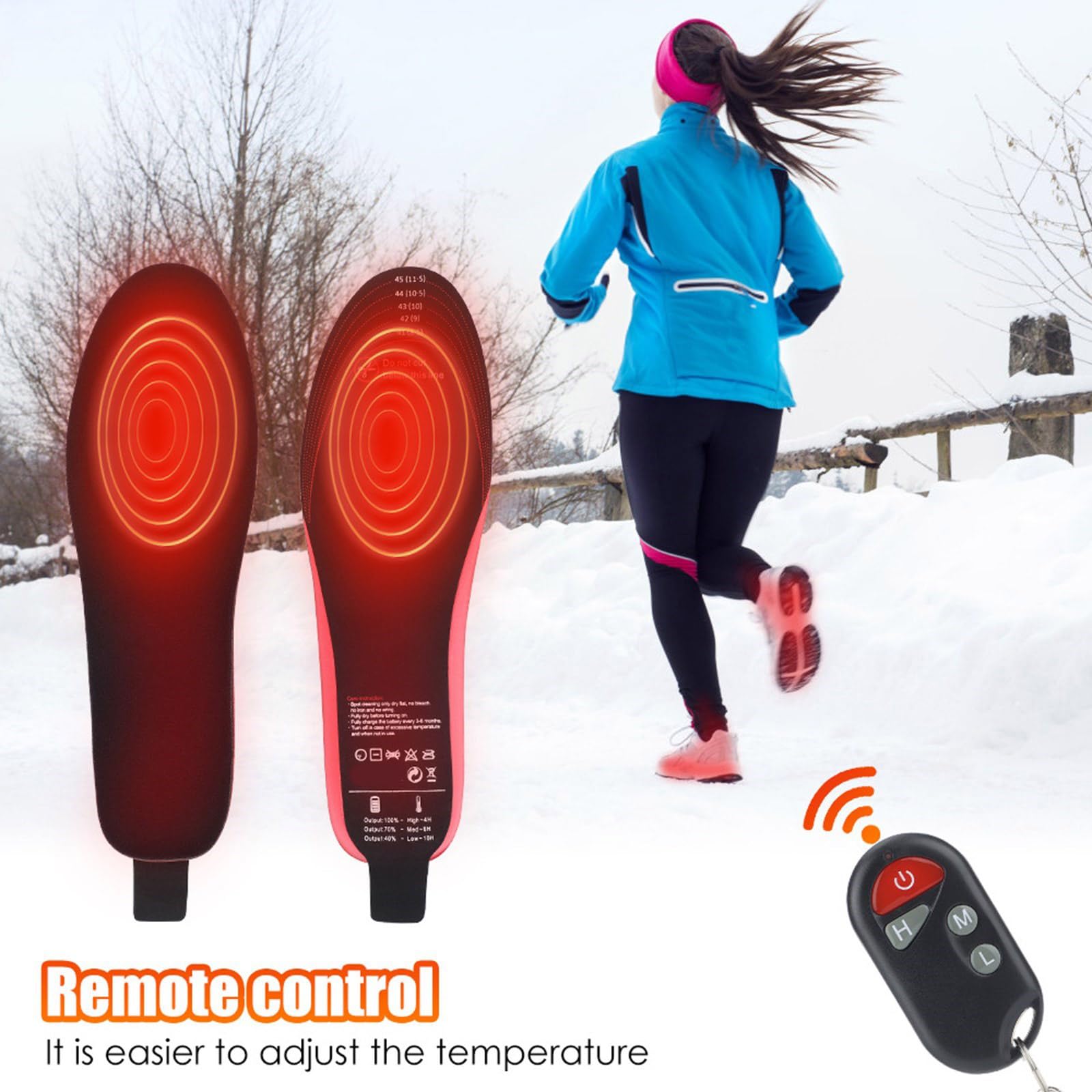 Semelles chauffantes électriques rechargeables USB, chauffe-pieds d ' hiver, lavables et découpables, coussinets de chaussures chauffants électriques pour hommes et femmes
