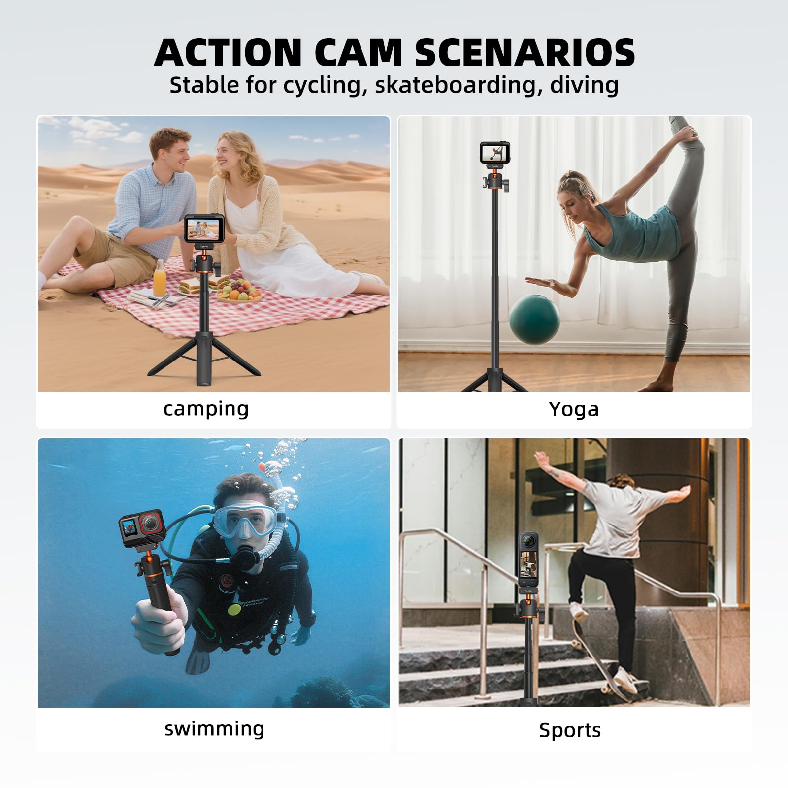 Treppiede per Insta360 X5 ACE Pro 2, bastone per selfie da 21 pollici, asta di estensione a sgancio rapido, mini tavolo da scrivania, impugnatura portatile, supporto con slitta fredda per Insta 360 X5