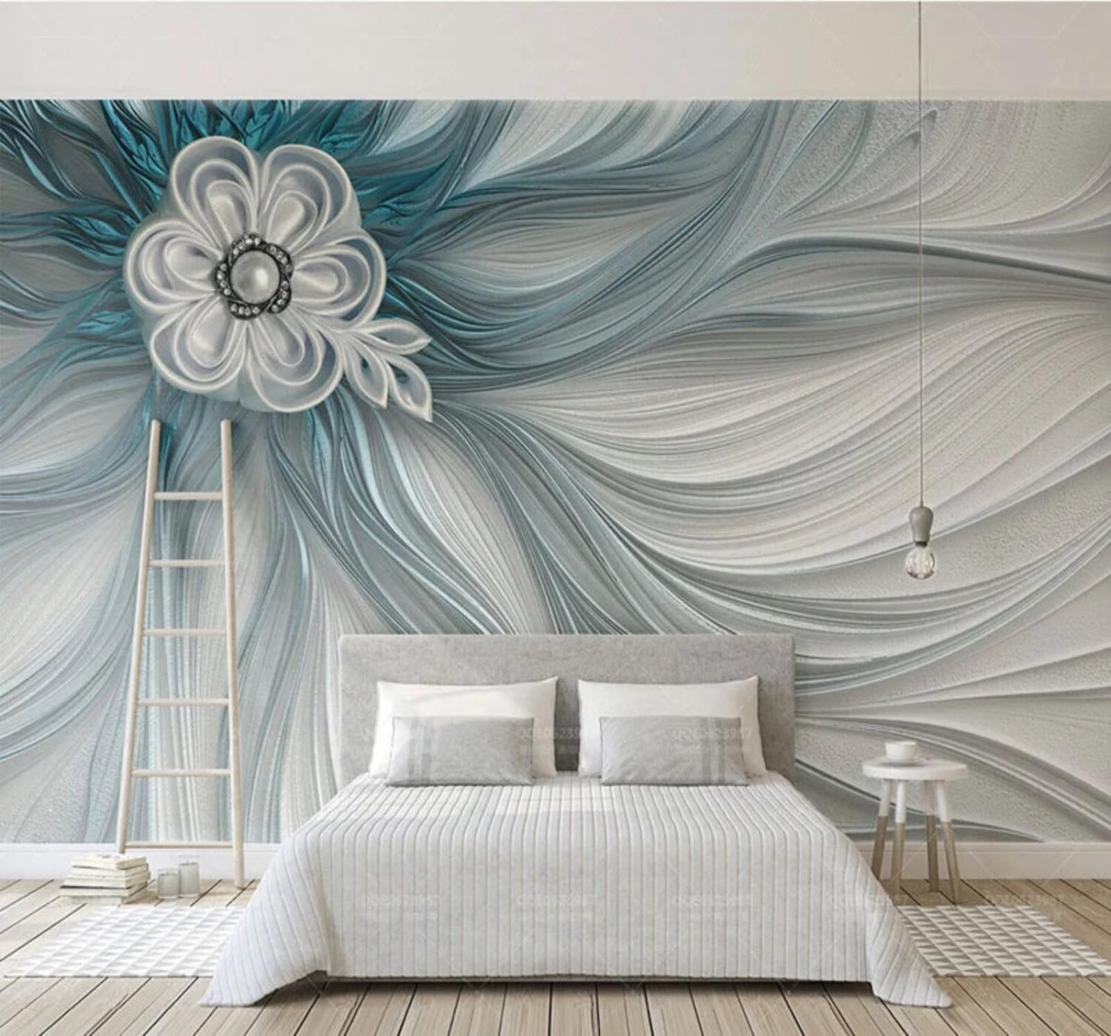 Wallpaper-3D-Xlm 350Cm×256Cm(B×H) Embossed Fresh Creative Floral Texture 3D Wallpaper Easy Install Feature Office Living Room Sofa Bedroom Tv Background Wall Decoration-350Cm×256Cm
