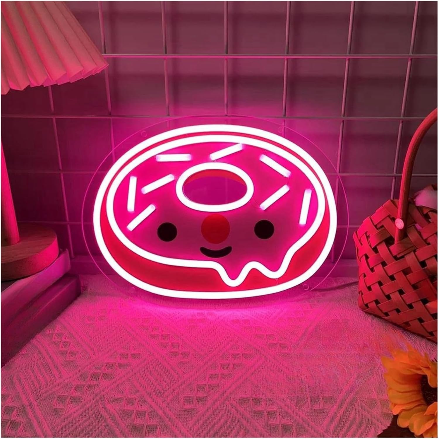 Luci al neon Insegna luminosa al neon a forma di ciambella, utilizzata per ristoranti dessert(29cmx40cm)
